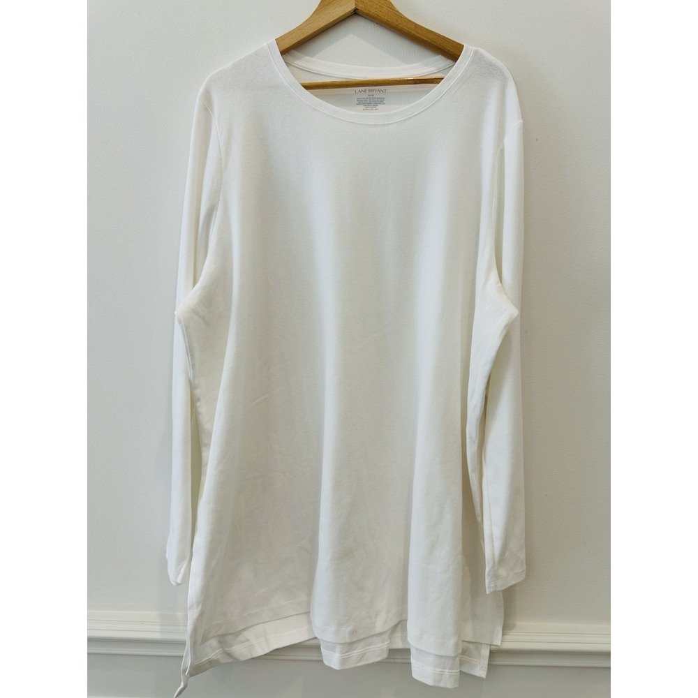 Lane‎ Bryant Women's White Classic Long Sleeve White Tee Size 26/28 Blouse